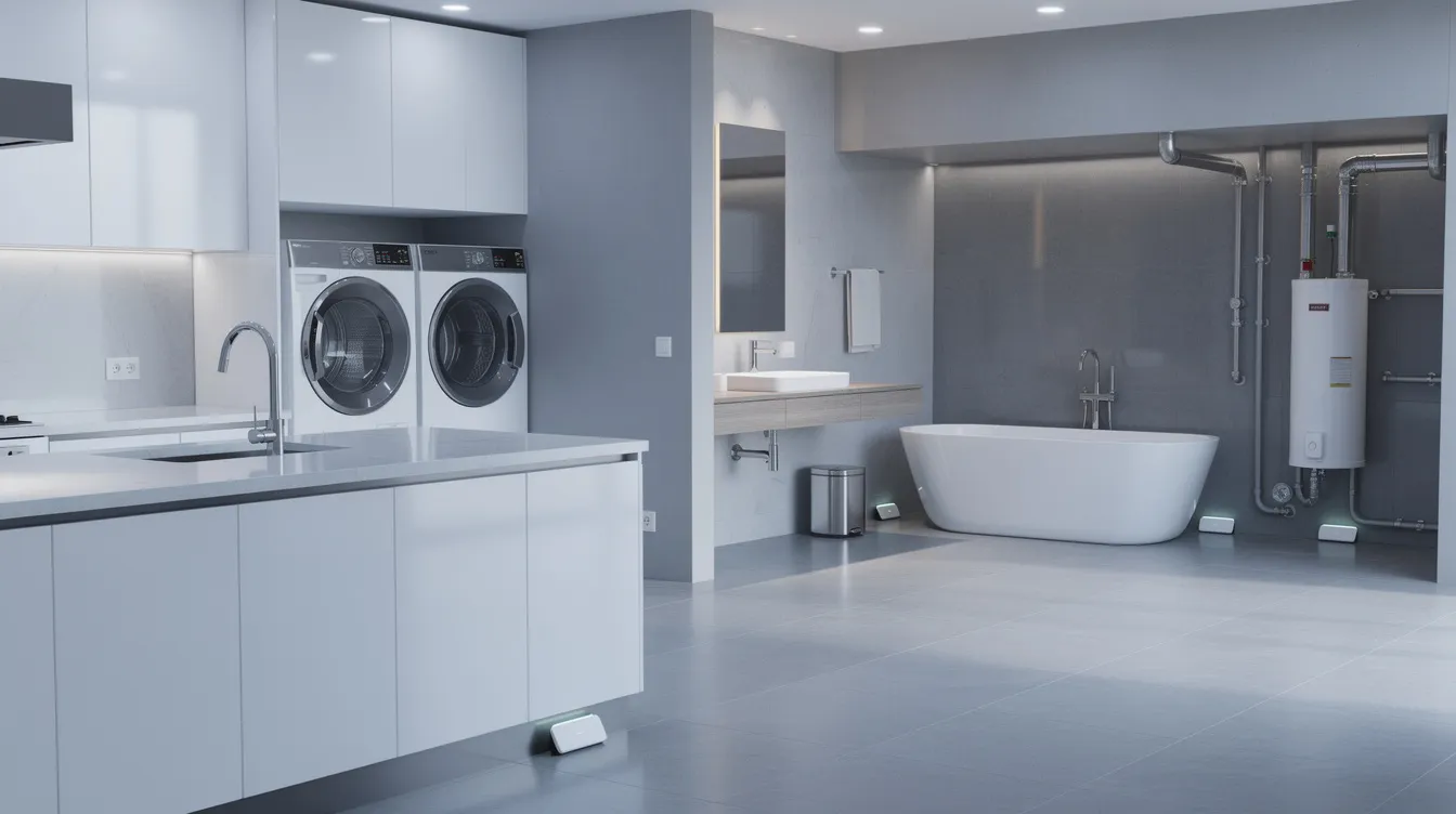 Common areas in a home where smart leak detectors are placed.