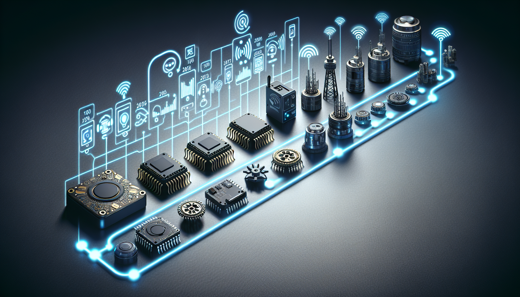 An illustration of the evolution of microcontrollers and their impact on IoT connectivity