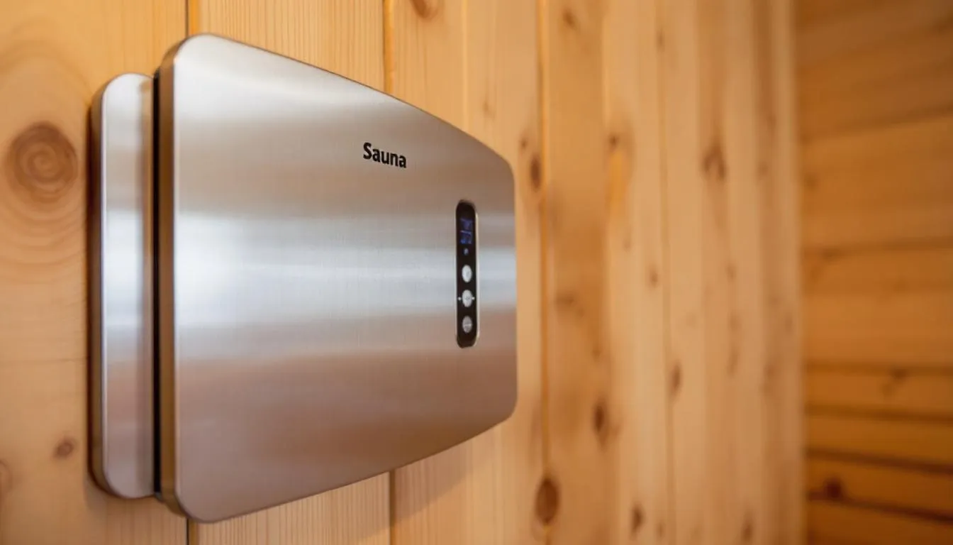 The image depicts a modern sauna heater, showcasing its sleek design and control panel, which is essential for creating an environment of extreme heat exposure. This device is often used in conjunction with cold therapies like cold plunges to enhance blood circulation and overall well-being, aligning with principles of traditional Chinese medicine.