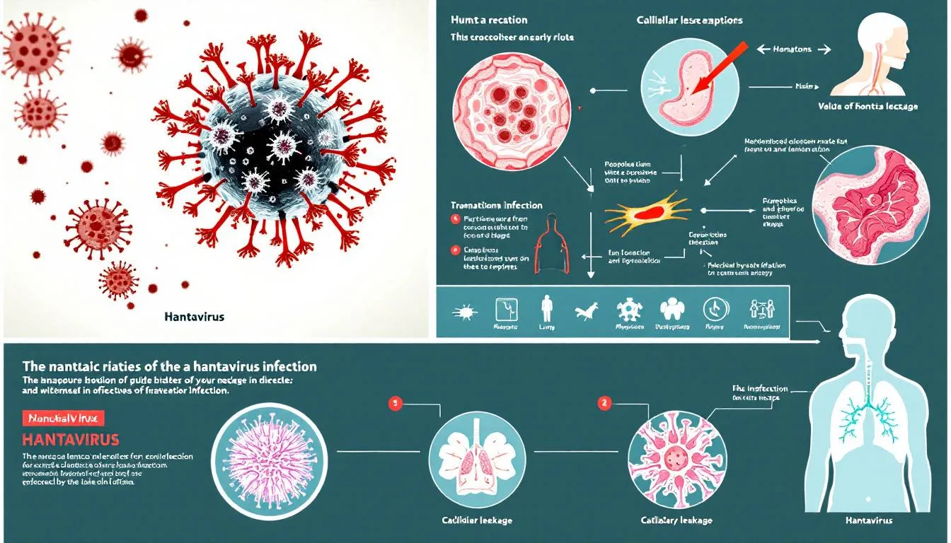 A visual representation of hantavirus, illustrating its effects on health.