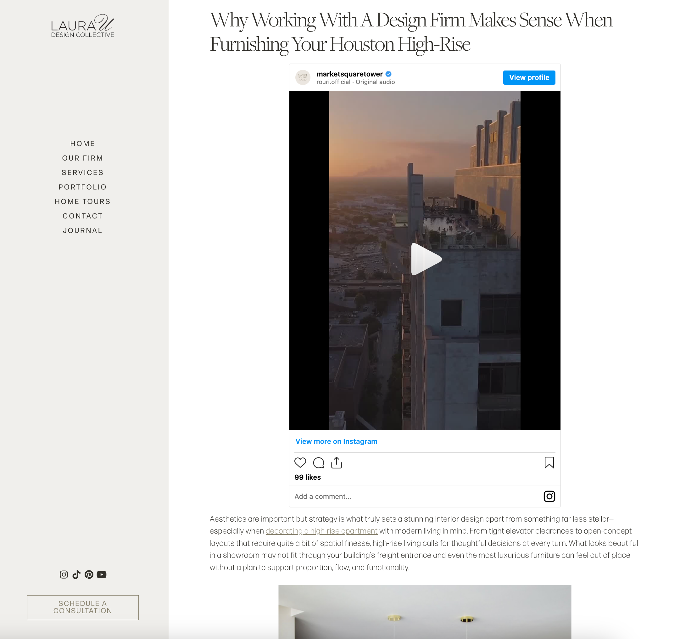 a web page for an interior design firm blog