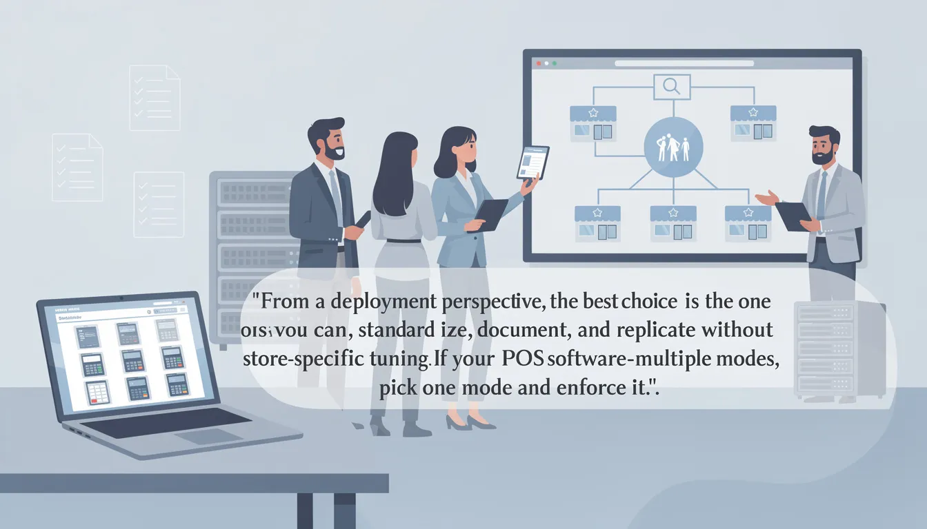 The image depicts a modern point of sale (POS) system featuring a cash register with a barcode scanner, a receipt printer, and a customer display. The setup is designed for efficient payment processing, allowing small businesses to manage transactions, inventory control, and sales reports seamlessly.