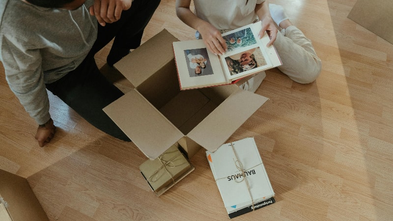 A photo album care package 