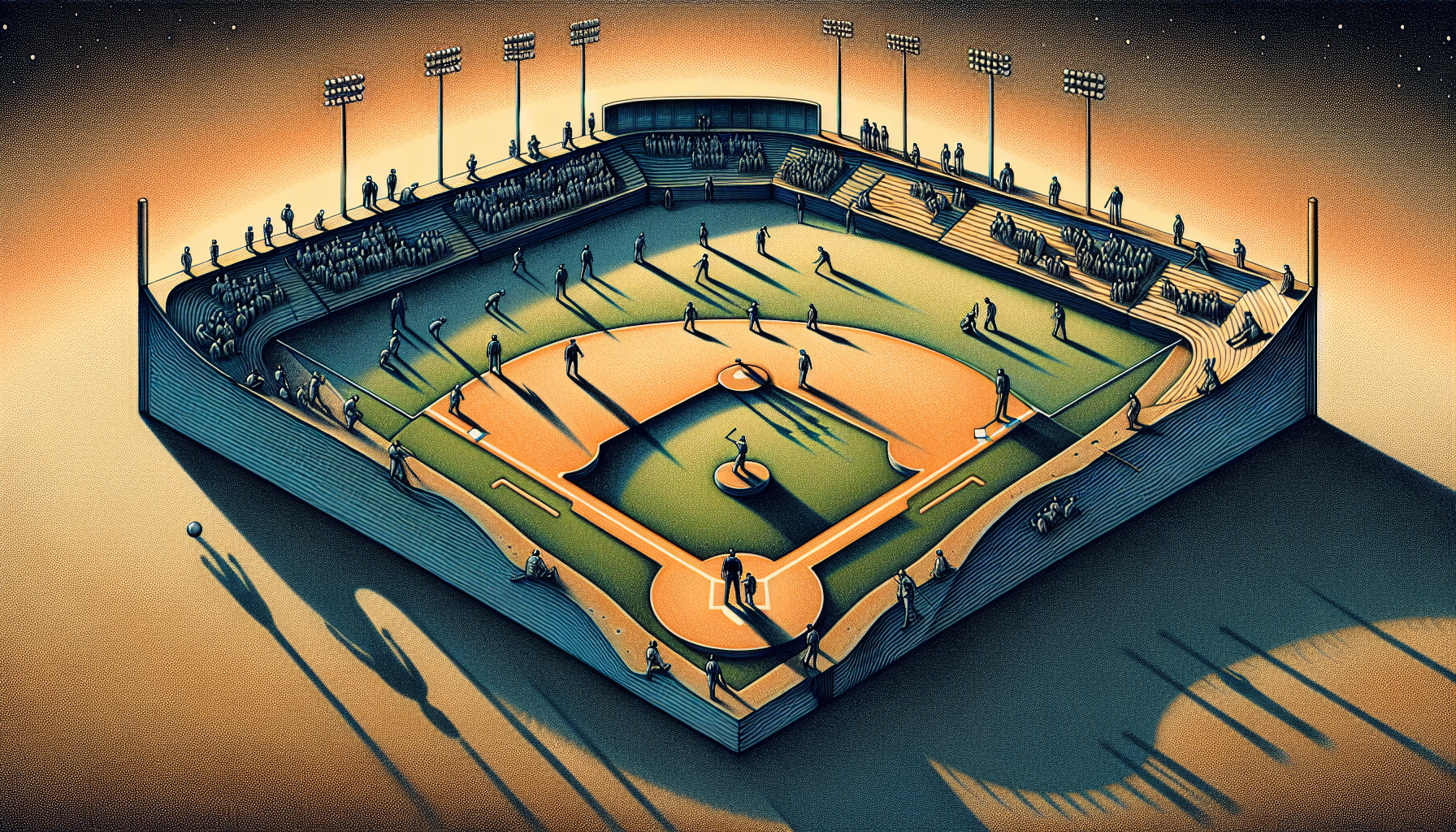 Illustration of baseball field with different dimensions