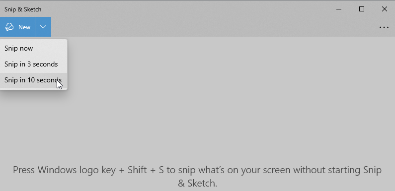 Delayed screenshot on Windows using Snip & Sketch 