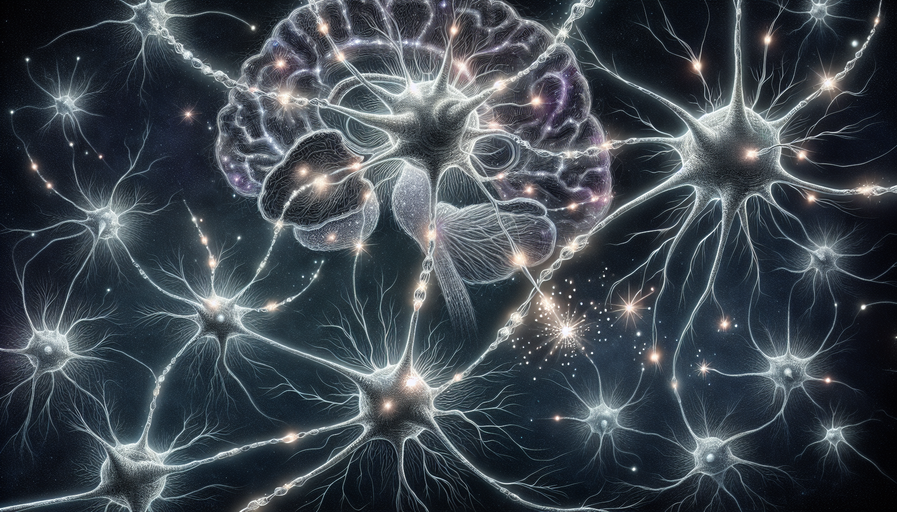 Illustration of brain cells and neurotransmitters