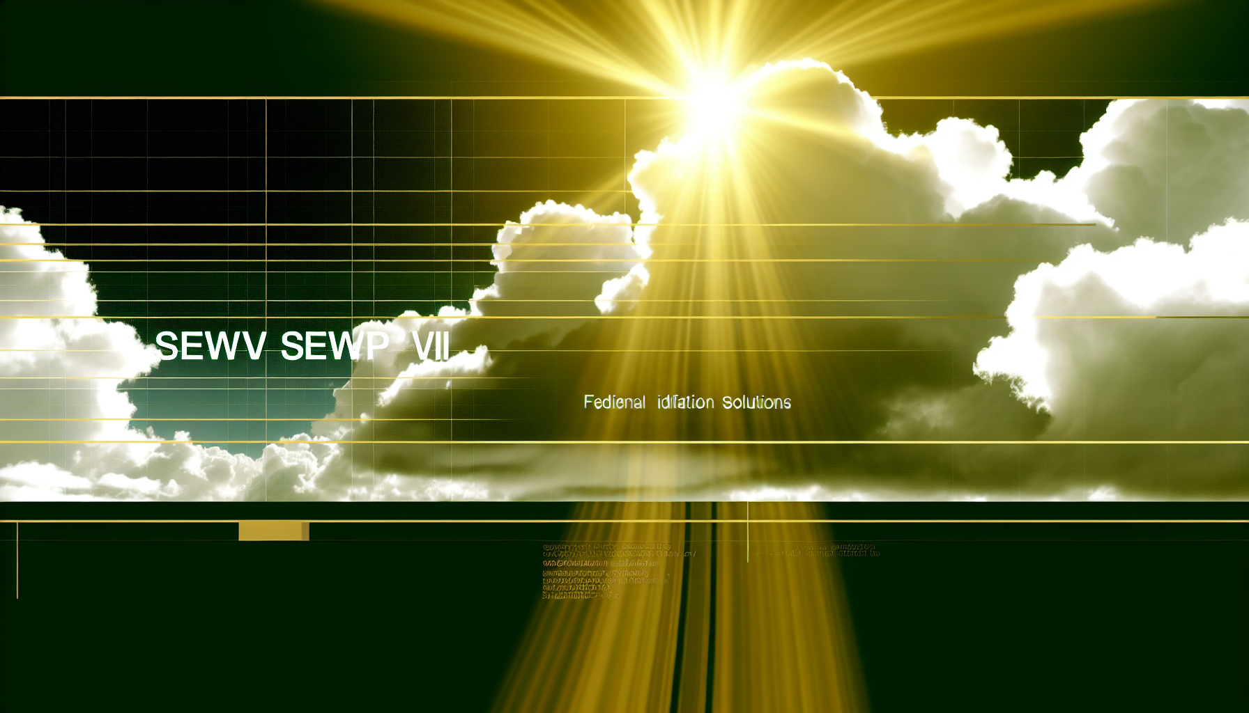 Photo of a cloud-filled sky with sunlight breaking through, representing the significance of cloud solutions in SEWP VI