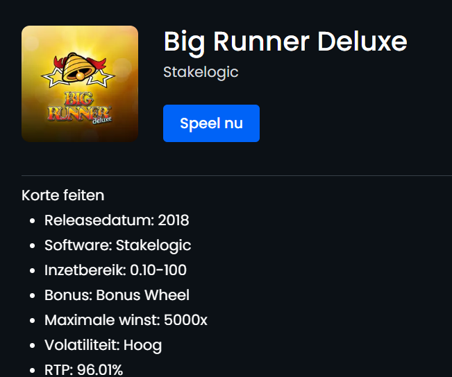 RTP van gokkast in spelinfo online casino