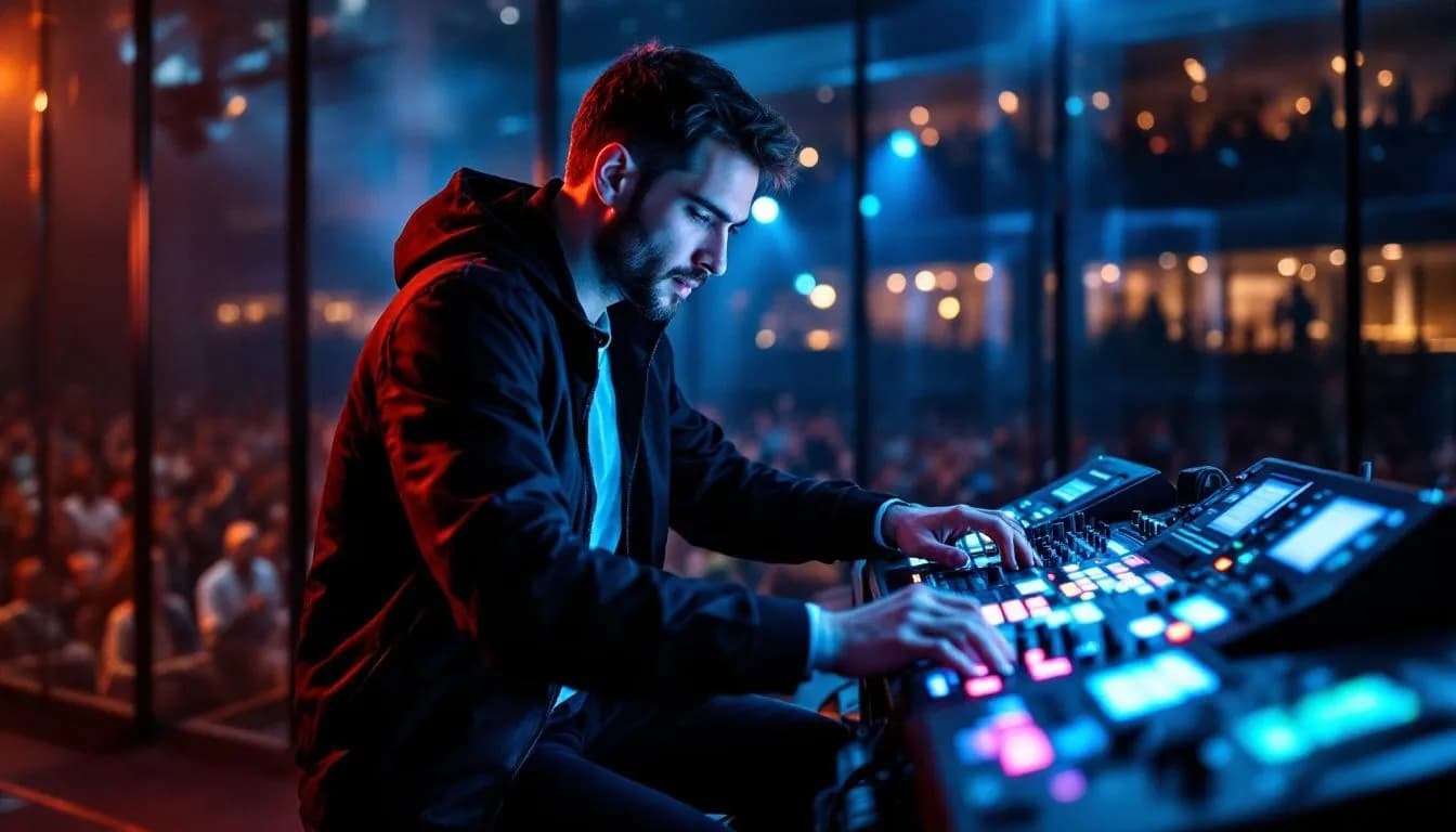 Ein Tontechniker bei einer Live-Veranstaltung.