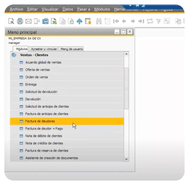 Pantalla: Como facturar en SAP Business One