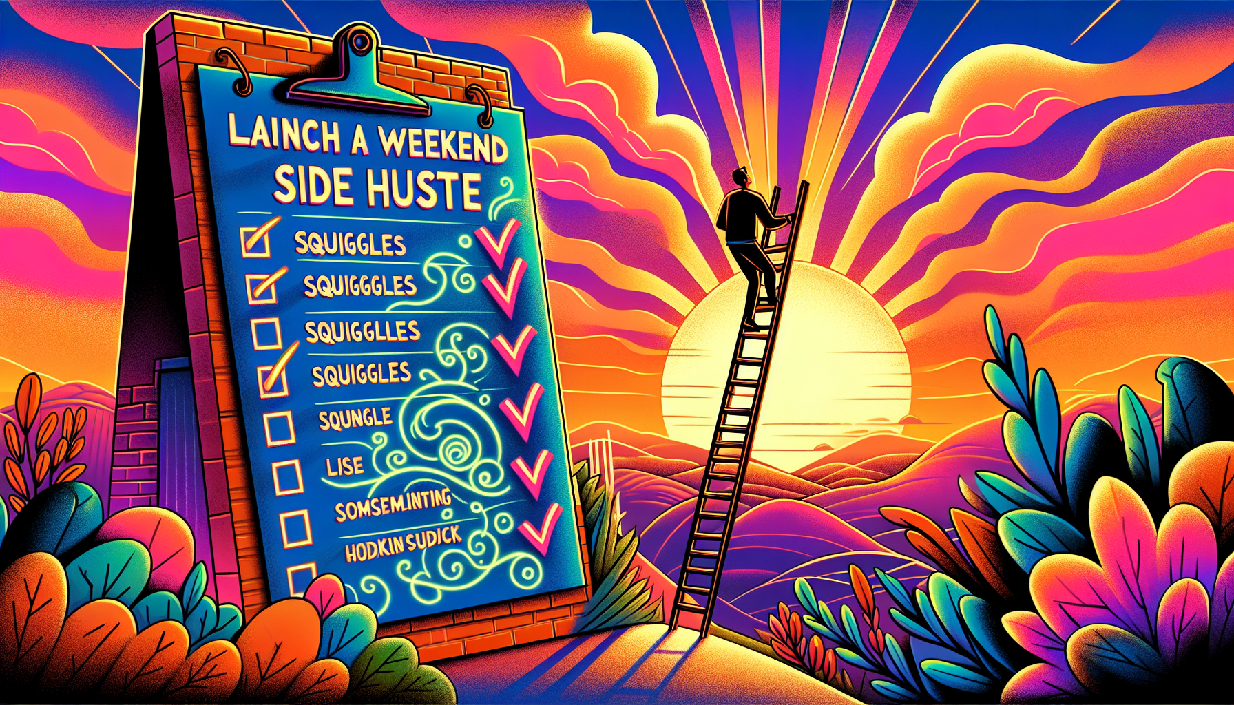 An illustration of tips for starting a successful weekend side hustle.