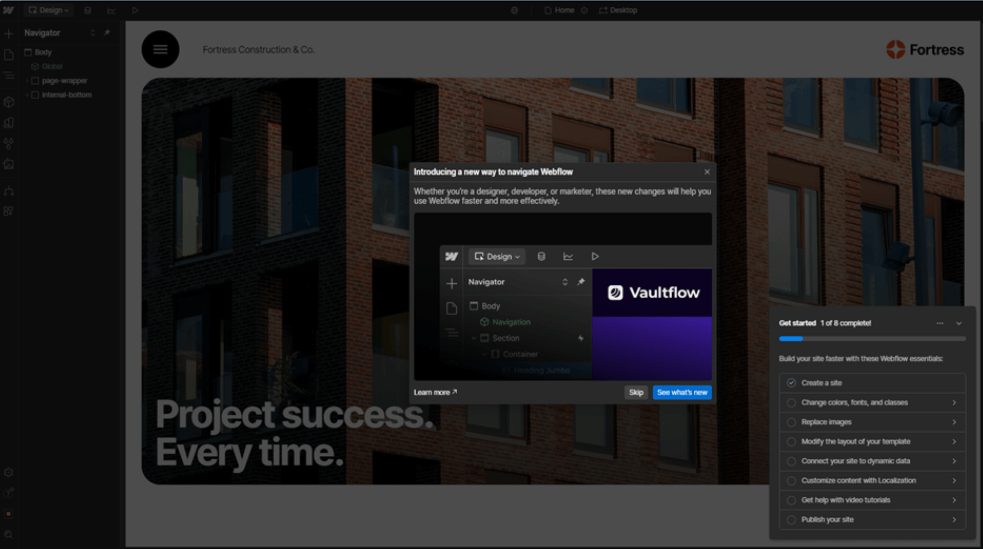 Webflow options - screenshot.