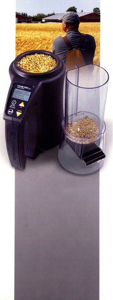 A grain moisture tester with power options for on-the-go testing