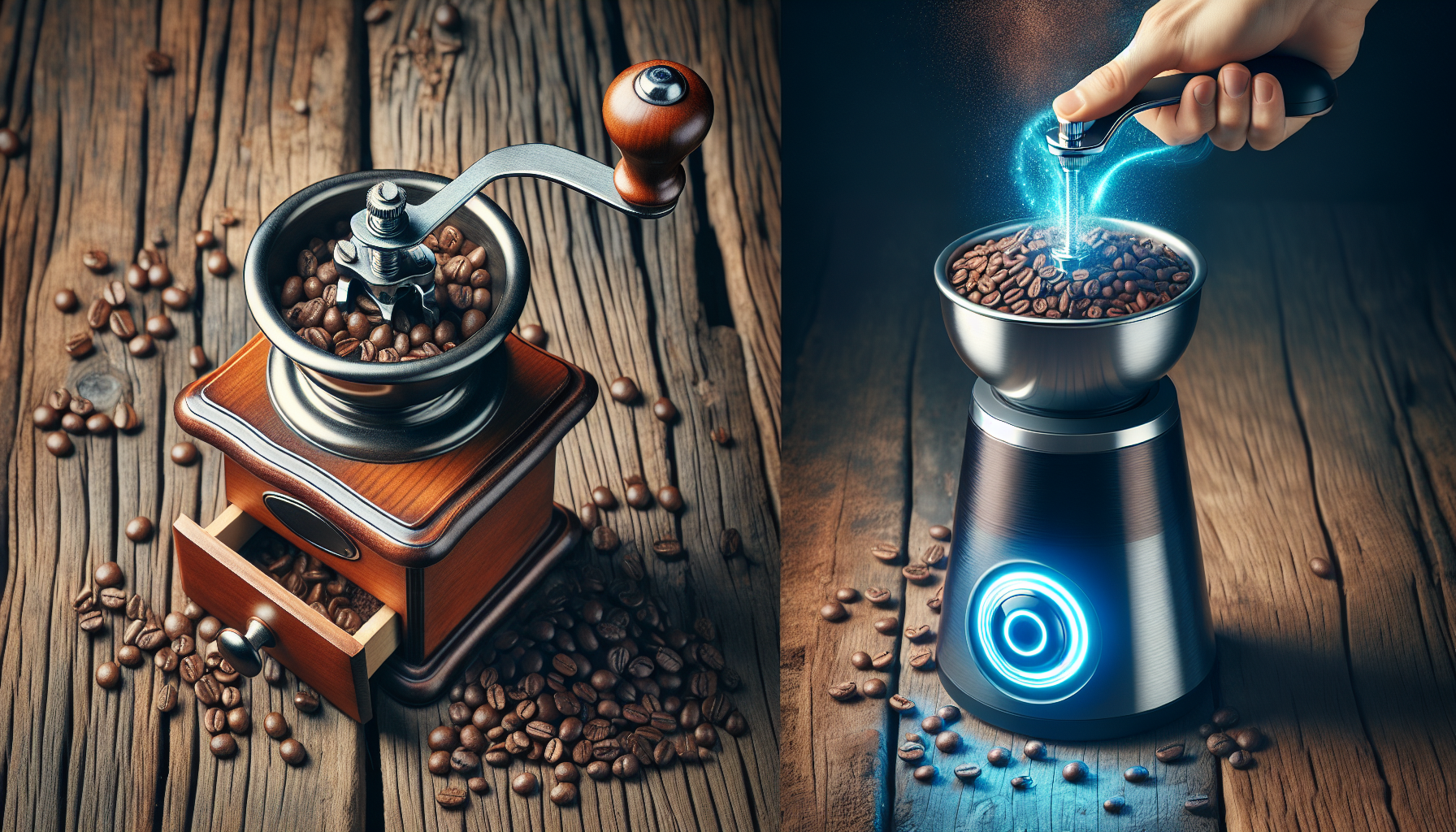 Comparison of manual and electric coffee grinders