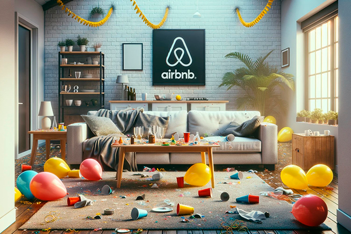 An example of an Airbnb room after one night guests' party.