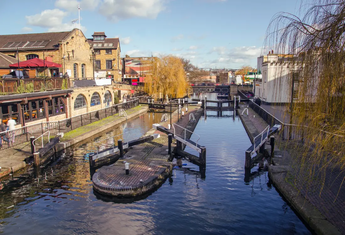 London markets filled with fashion, crafts and food stalls at Borough Market and Camden Market, a shopping destination with unique perspectives