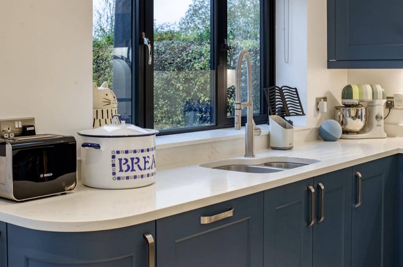 dark units in smaller kitchen