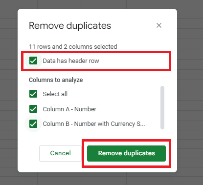 It will remove duplicate rows in Google Sheets.