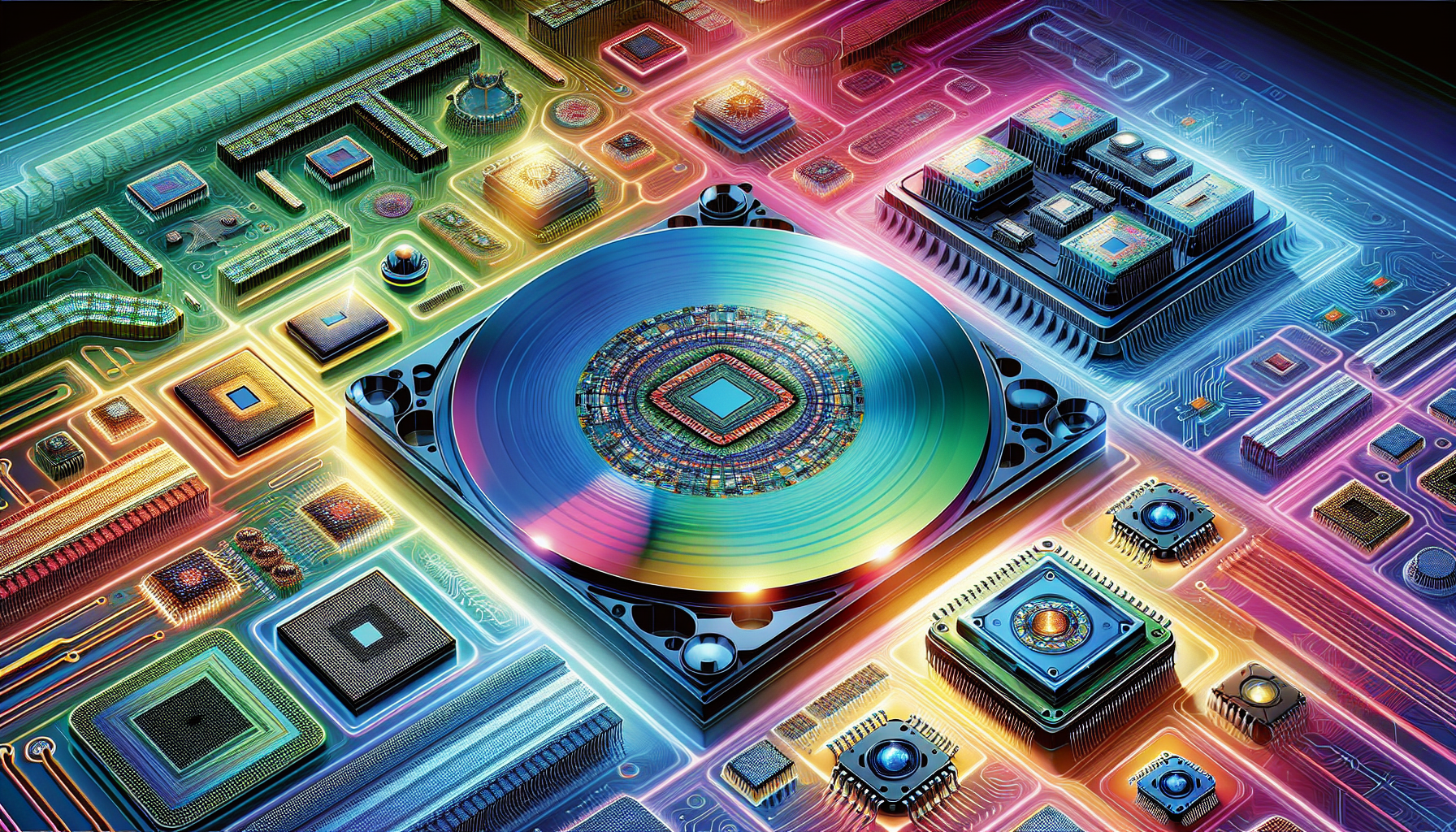 An illustration depicting various applications of photolithography in semiconductor manufacturing.