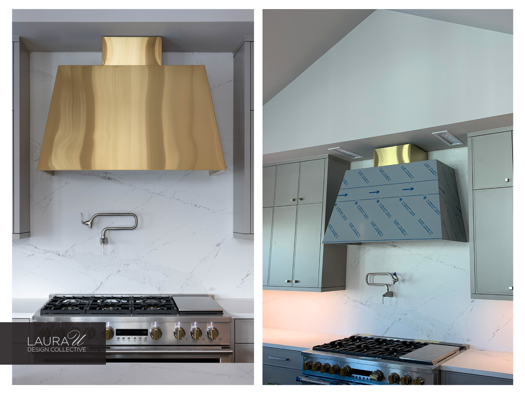 two vent hoods in various phases of completion