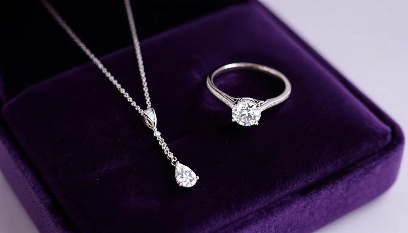 The image showcases a stunning diamond ring and a matching diamond pendant, elegantly paired with vibrant emerald jewellery, including emerald earrings. The combination of diamonds and lab-grown emeralds creates a luxurious and timeless look, perfect for any jewellery collection.
