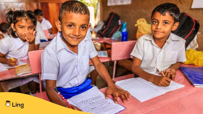 Sri Lankan school children in classroom