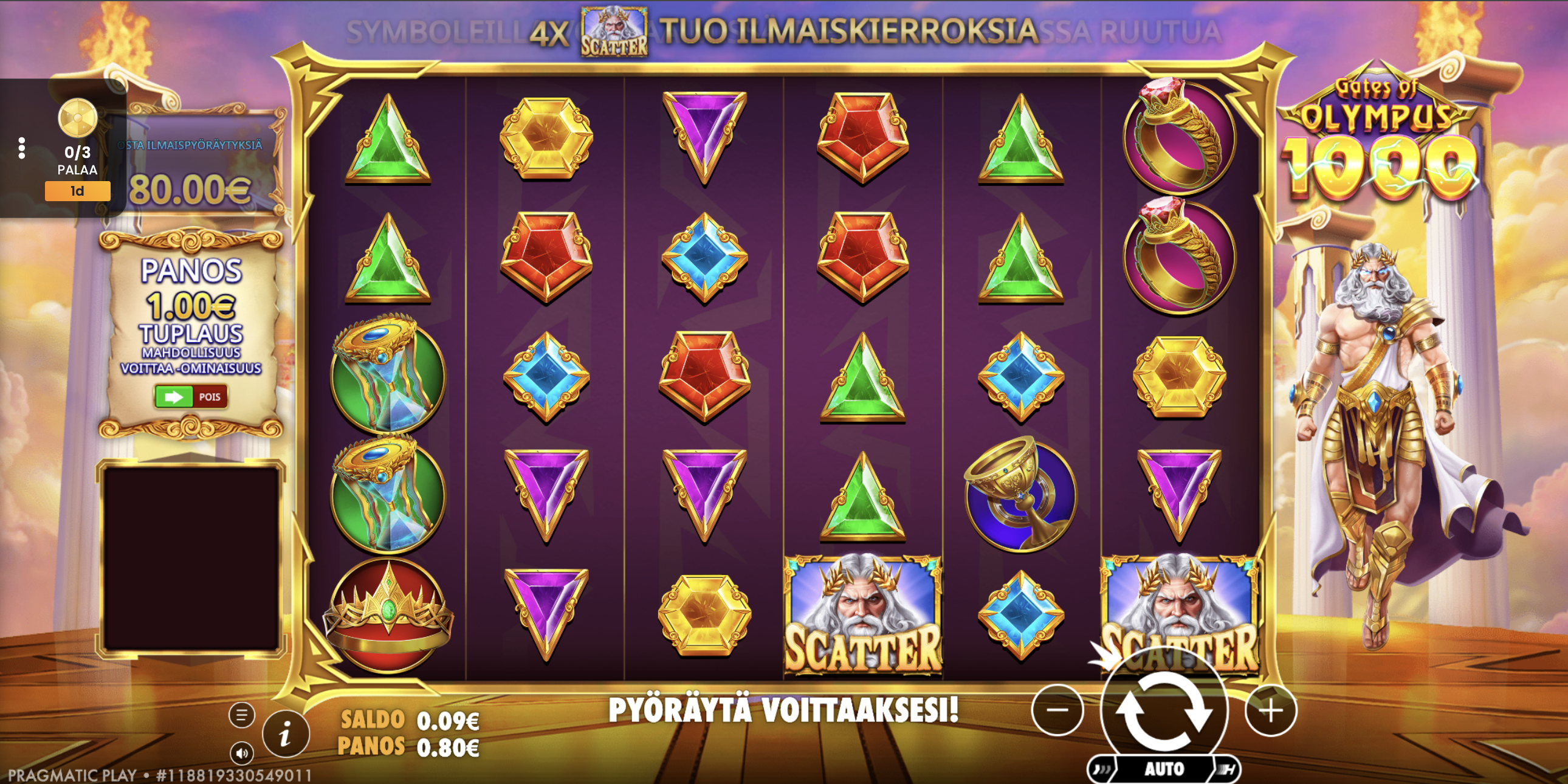 Gates of Olympus 1000 -pelin pelaaminen Berriez Casinolla