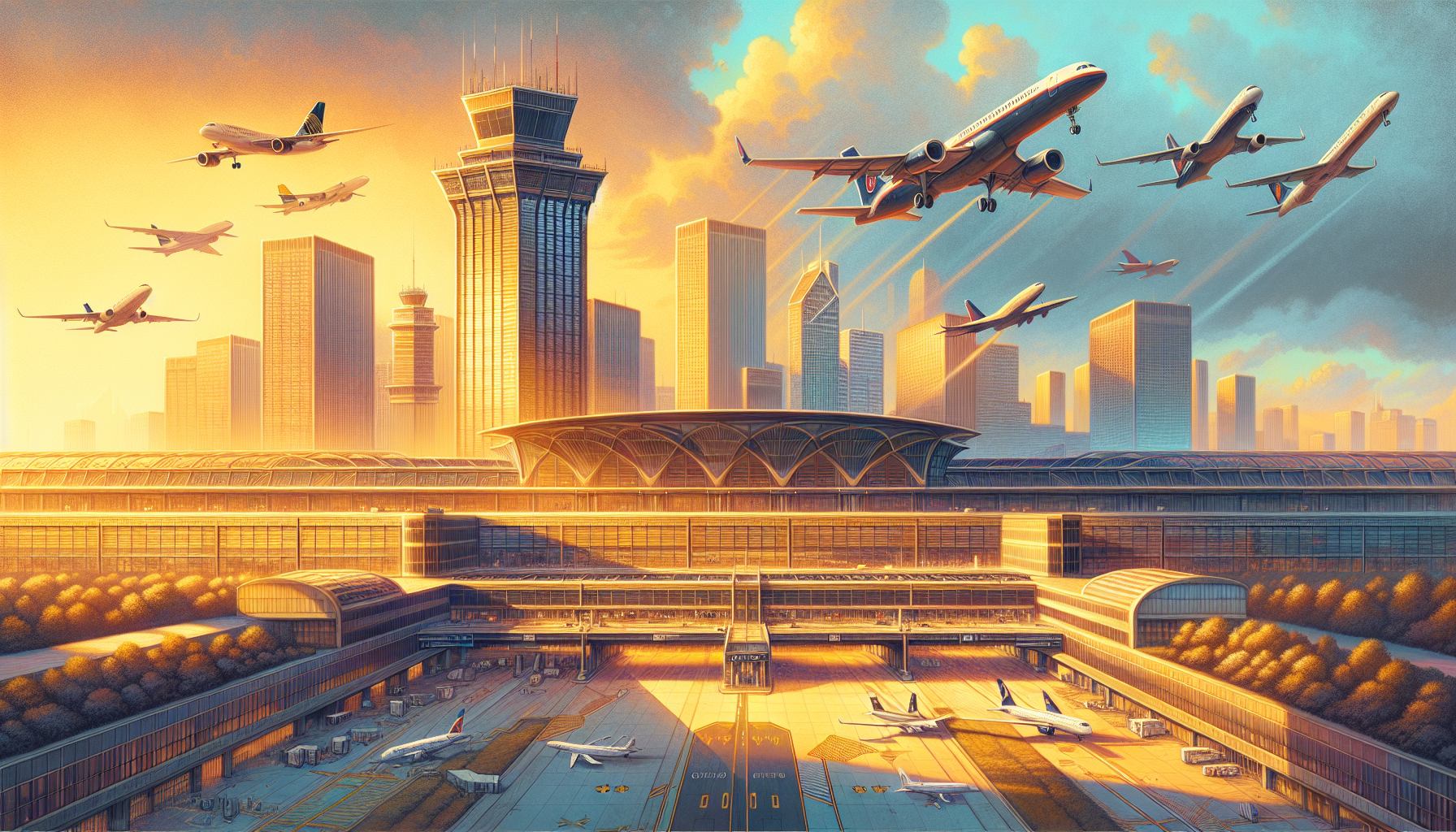 Illustration of Chicago O'Hare International Airport and Chicago Midway International Airport