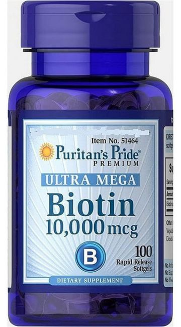 Biotina da Puritan's Pride. Fonte da imagem: Amazon