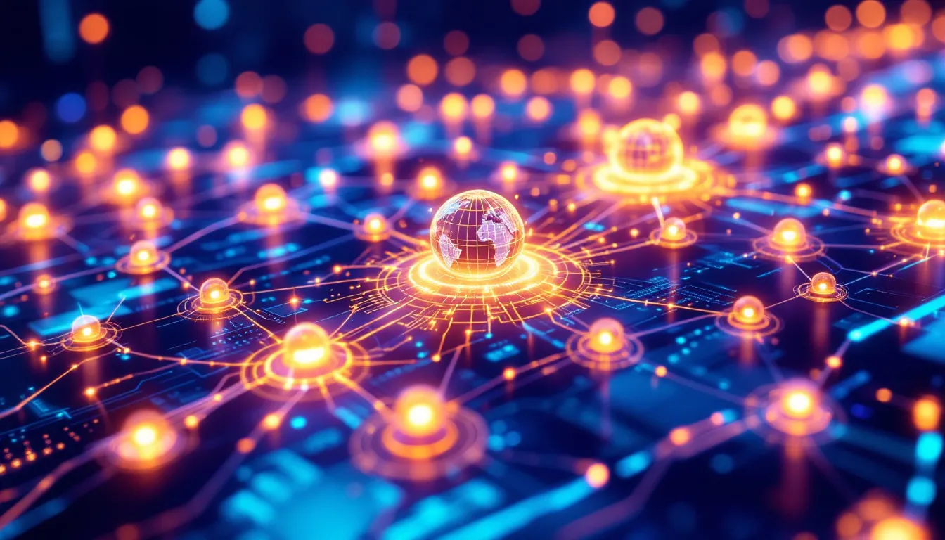An illustration showing the impact of earth nodes on bridging the digital divide.