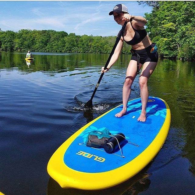 knees slightly bent on stand up paddle boards