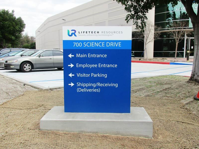 Lifetech Resources in Moorpark, CA. One of a series of wayfinding monument signs created by Dave's Signs.