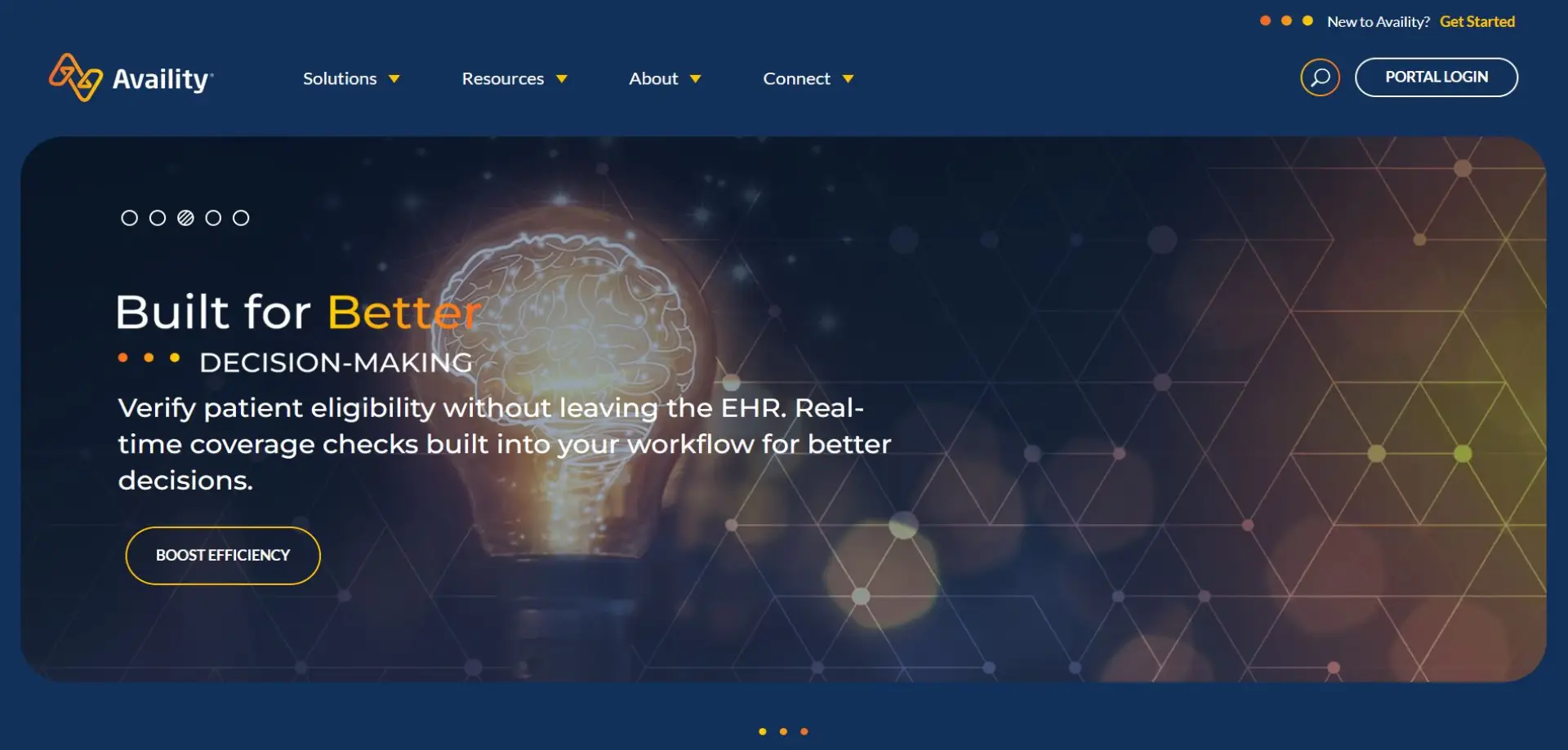 Homepage of Availity website