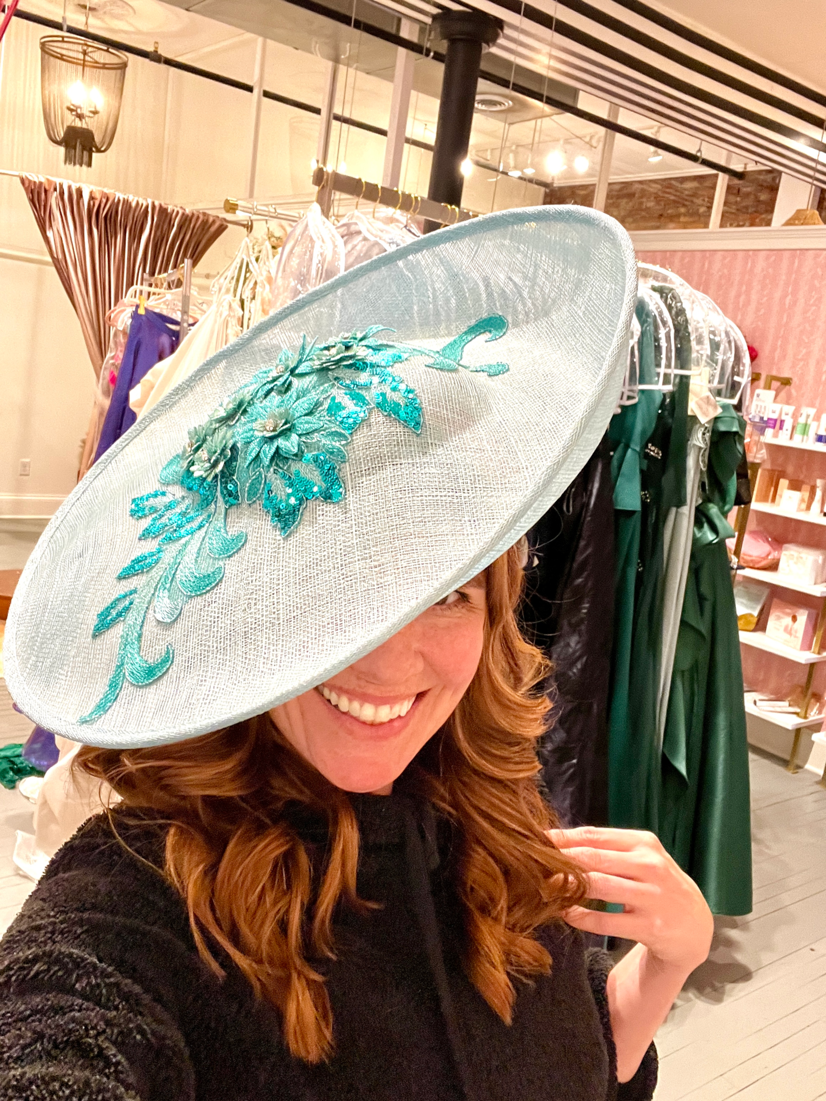 Kentucky Derby hats - Beautiful style here with the embroidery on top