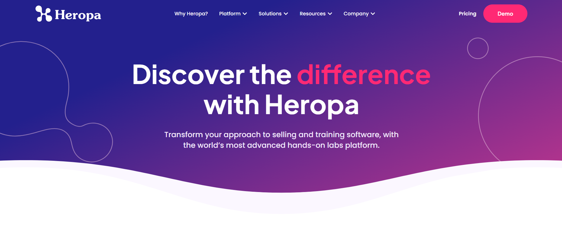 Homepage banner of a hands-on virtual lab platform featuring a modern purple gradient design focused on software training and interactive learning experiences.