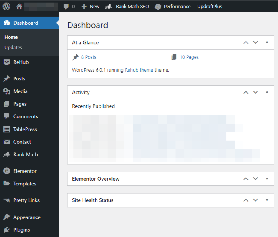 WordPress Dashboard