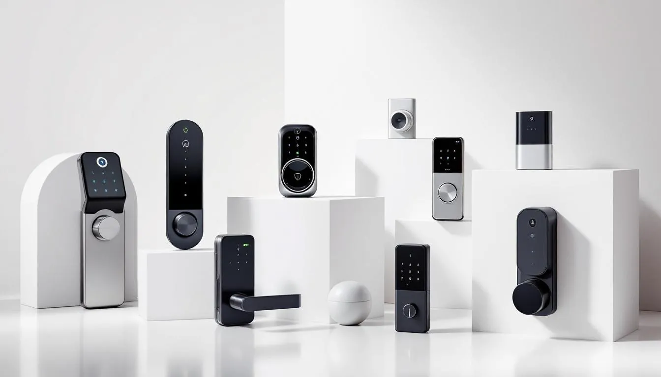 A variety of popular smart lock brands displayed together, highlighting their compatibility with smart home systems.