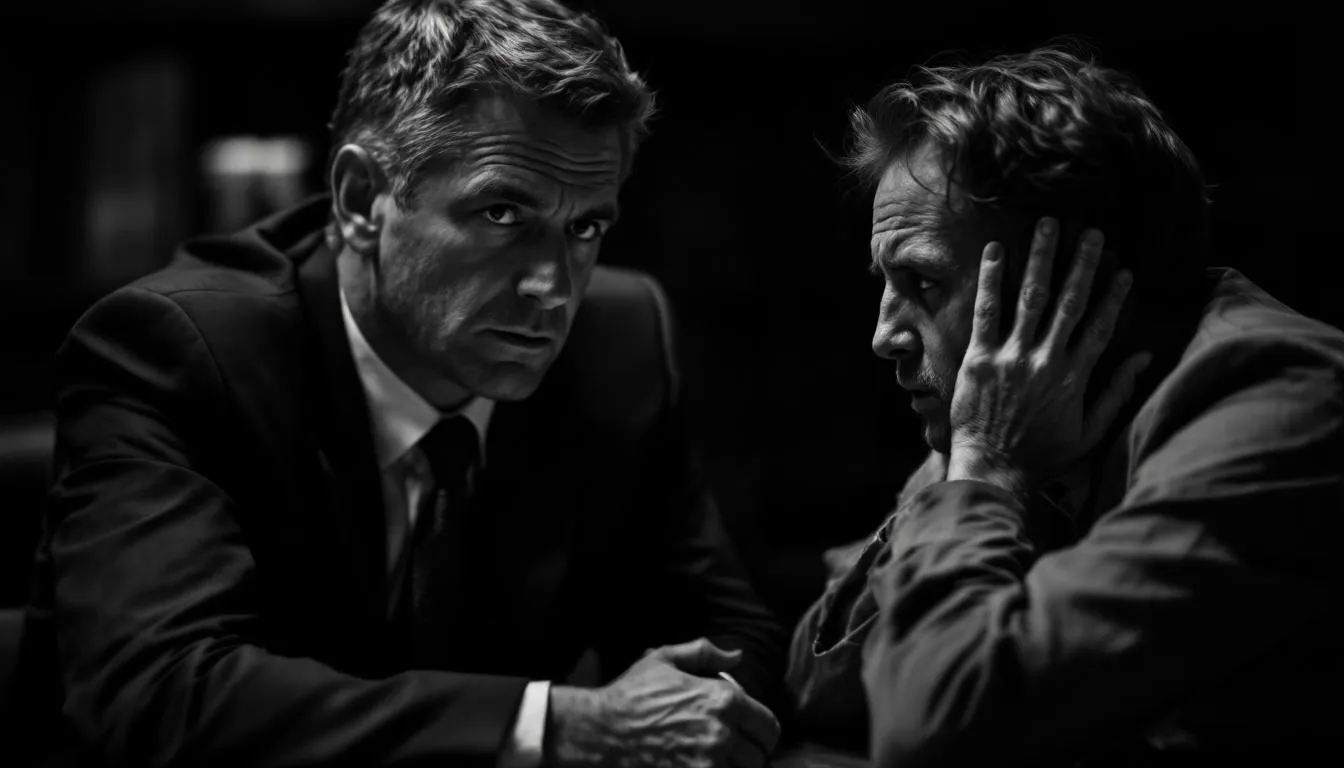 A blurred image showing a lawyer discussing a car accident case with a client, emphasizing the legal process.