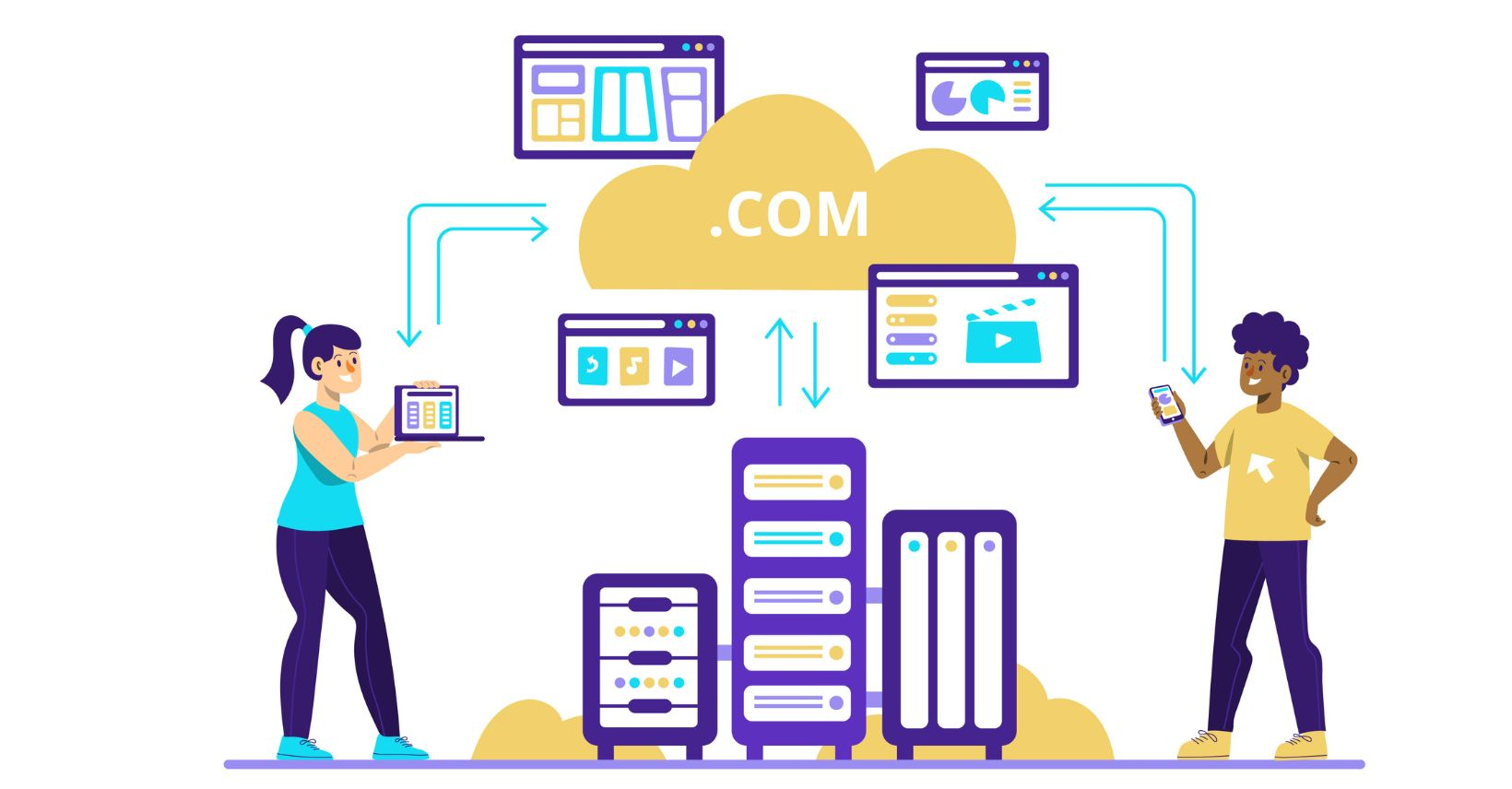 A visual representation of 'com and cloud computing', showcasing the integration of communication and cloud technology.