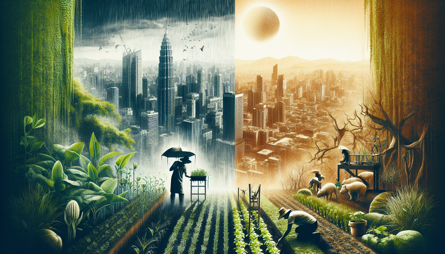 Illustration of climate-resilient urban gardening