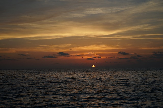 sunset, beach, ocean