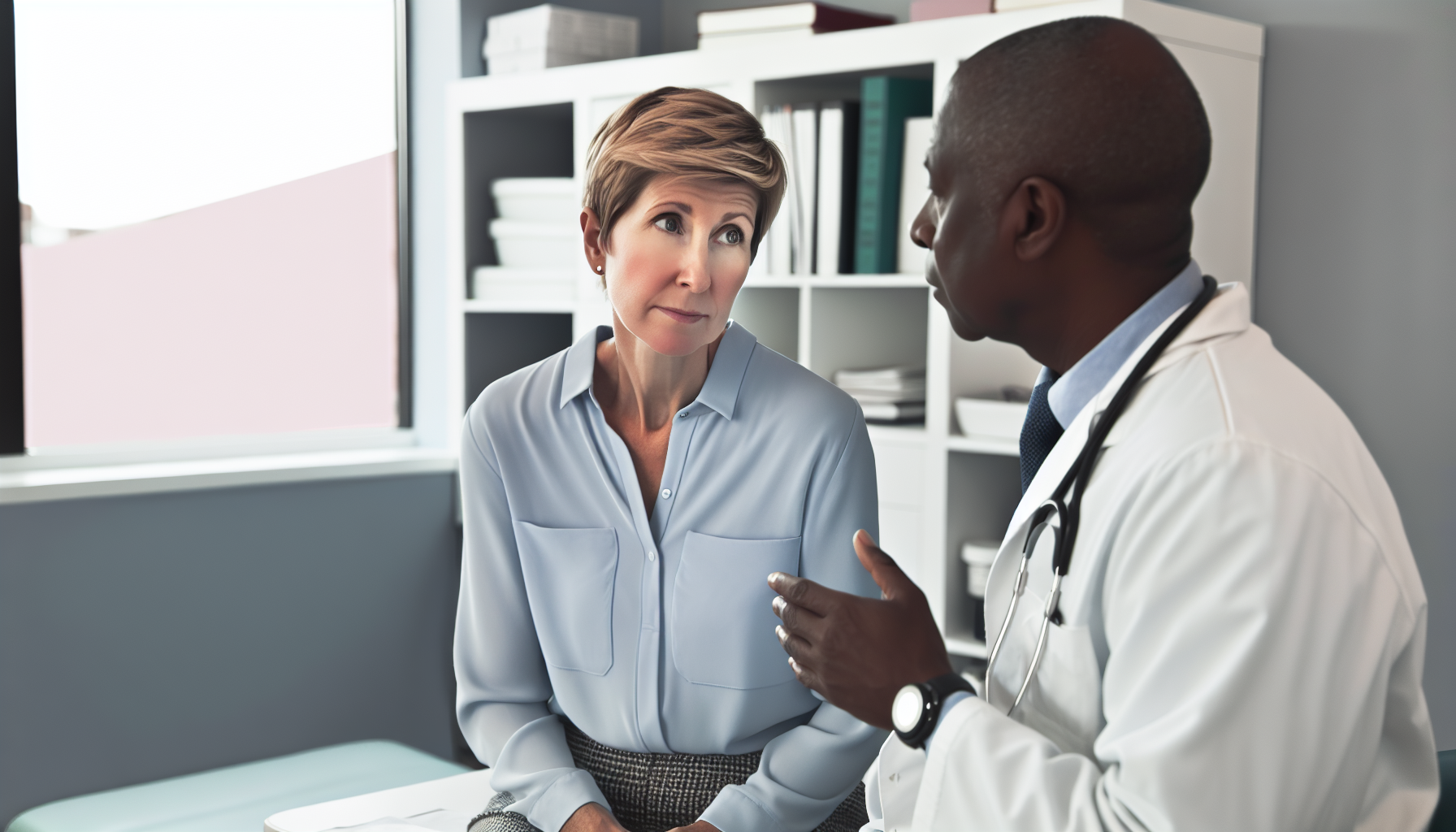 Photo of a person consulting a doctor