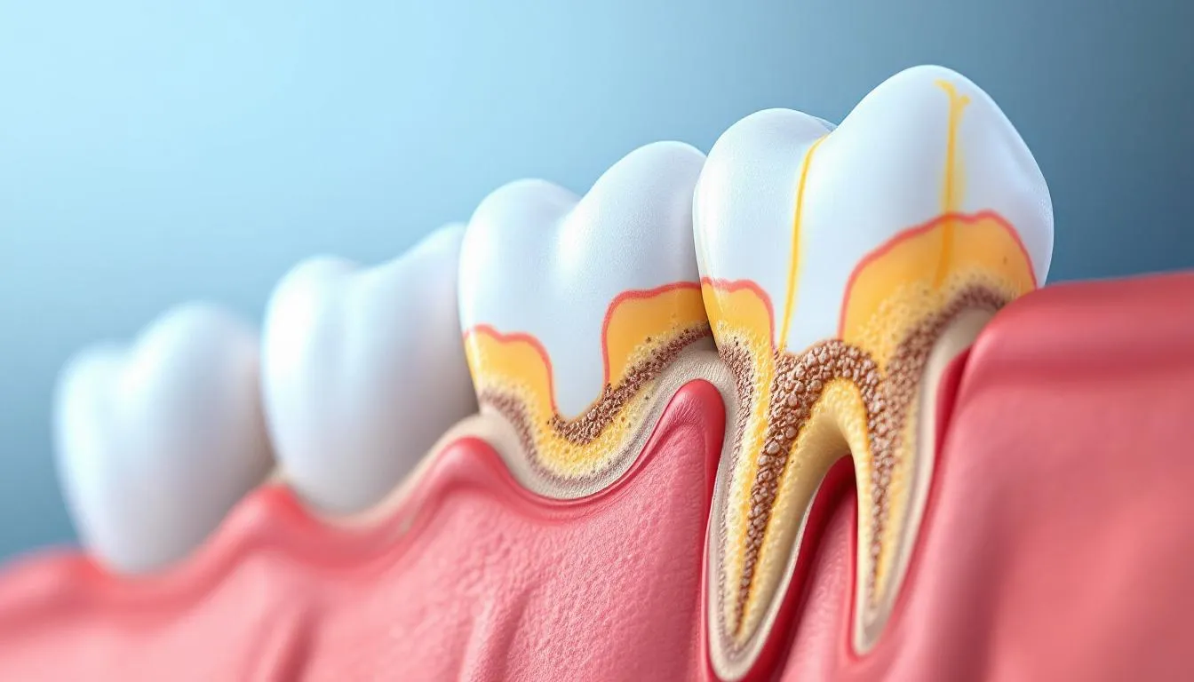 An illustration showing calcium deposits on teeth, highlighting their impact on oral health.