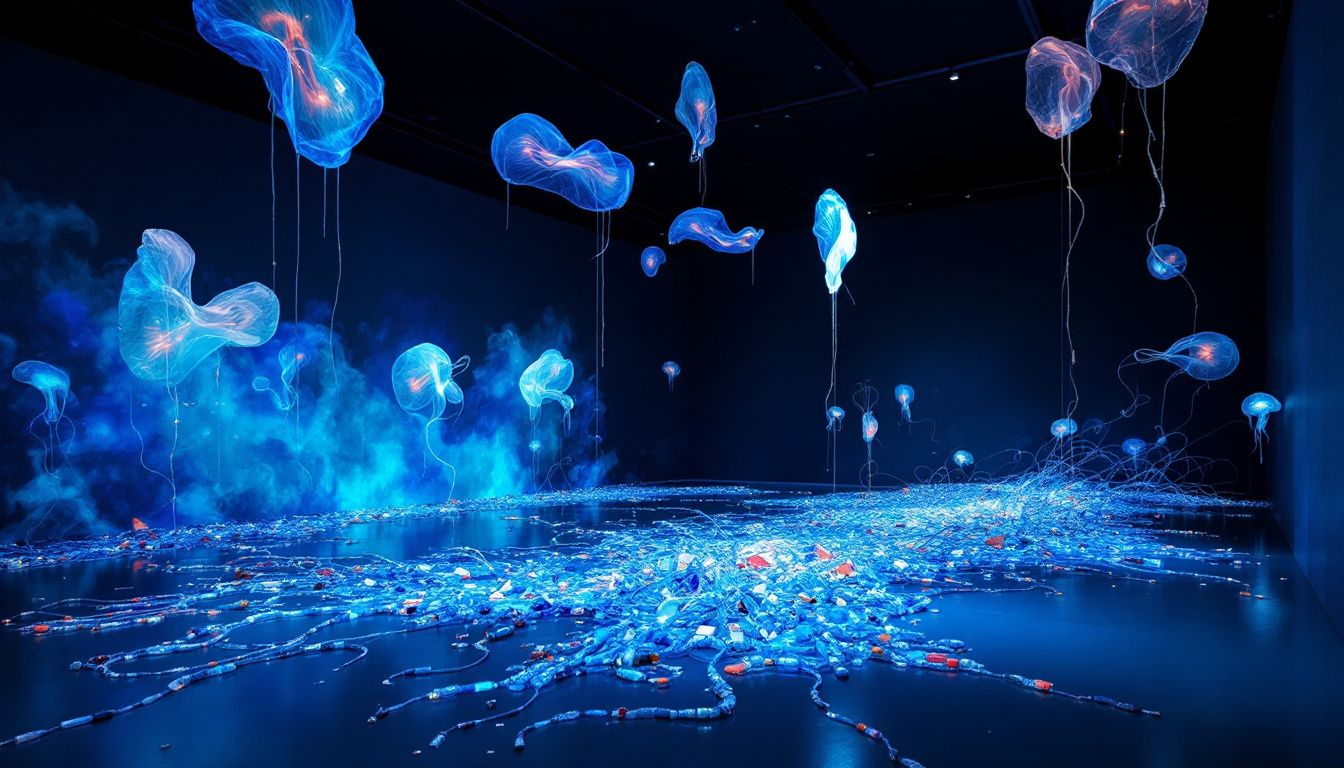 Illustration depicting the impact of human activities on marine ecosystems.