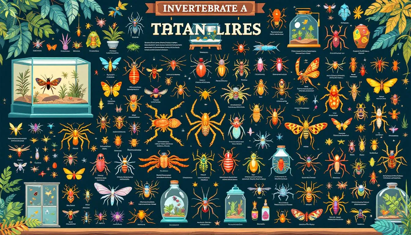 An assortment of latest arrivals including exotic insects and tarantulas available for sale.