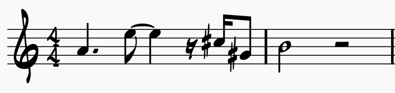 Musical phrase written in A without key signature