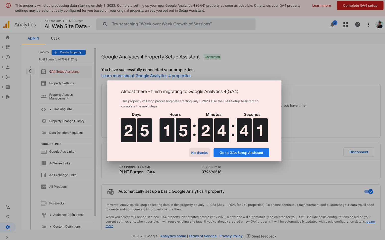 Countdown on Universal Analytics until the transition to Google Analytics 4