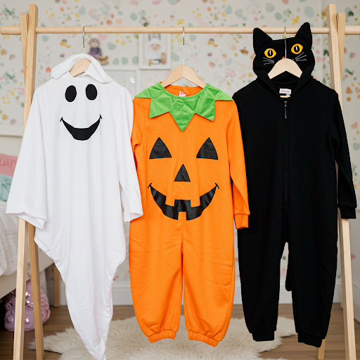 Best halloween costume - ultimate trio - ghost, pumpkin and cat