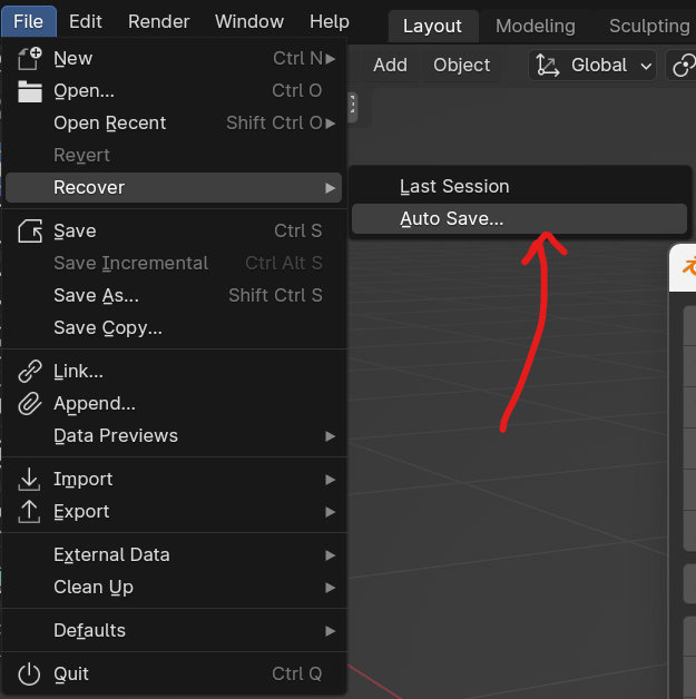 The auto-save button to recover save which happened in the background