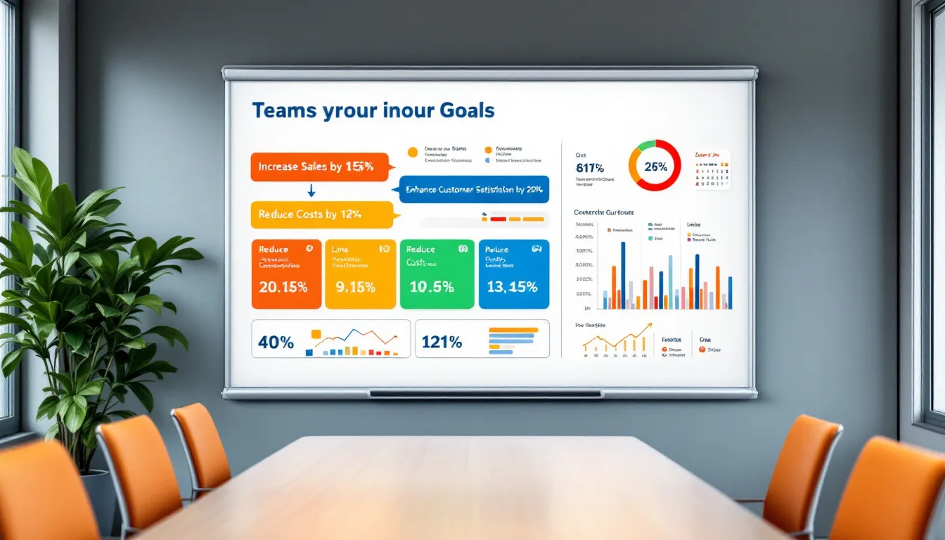 A team setting clear goals on a whiteboard during a strategy session.